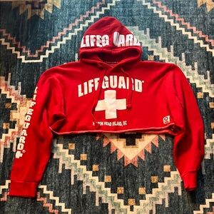 Red Lifeguard Hoodie with White Graphics HHI, SC